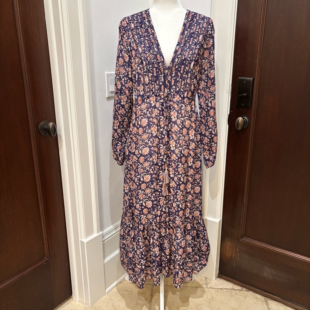 VERONICA BEARD DRESS MAXI great details  blue & reddish orange small pri…